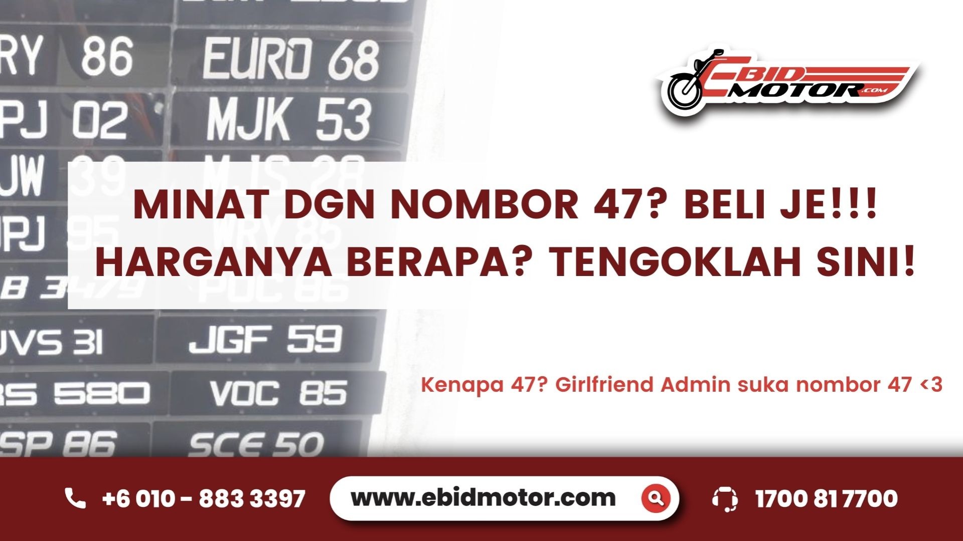 Kalau nak number plate cantik harganya berapa? Pastinya artikel ni blh bagi tau! - Ebidmotor.com