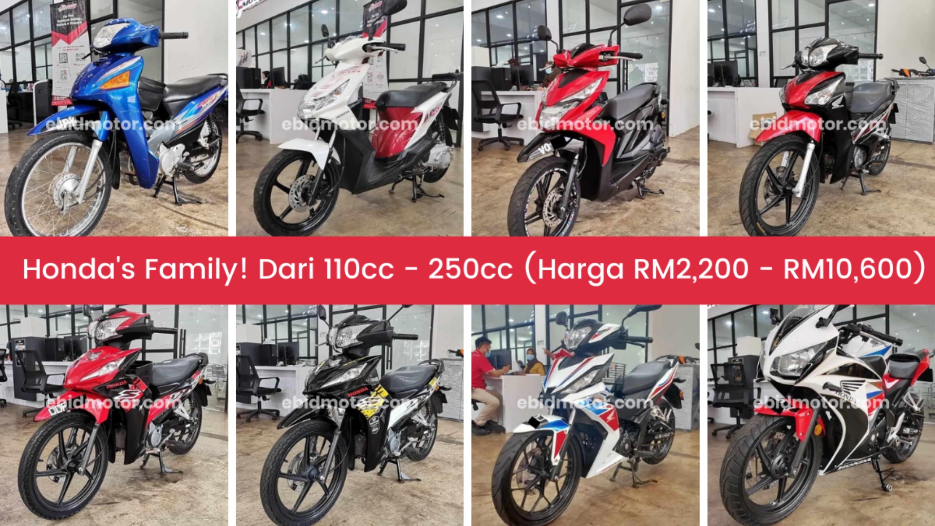 Motosikal Berjenama Honda Dari Harga RM2,200! Ada Kapcai, Scooter & Superbike! Harga Mampu Milik!