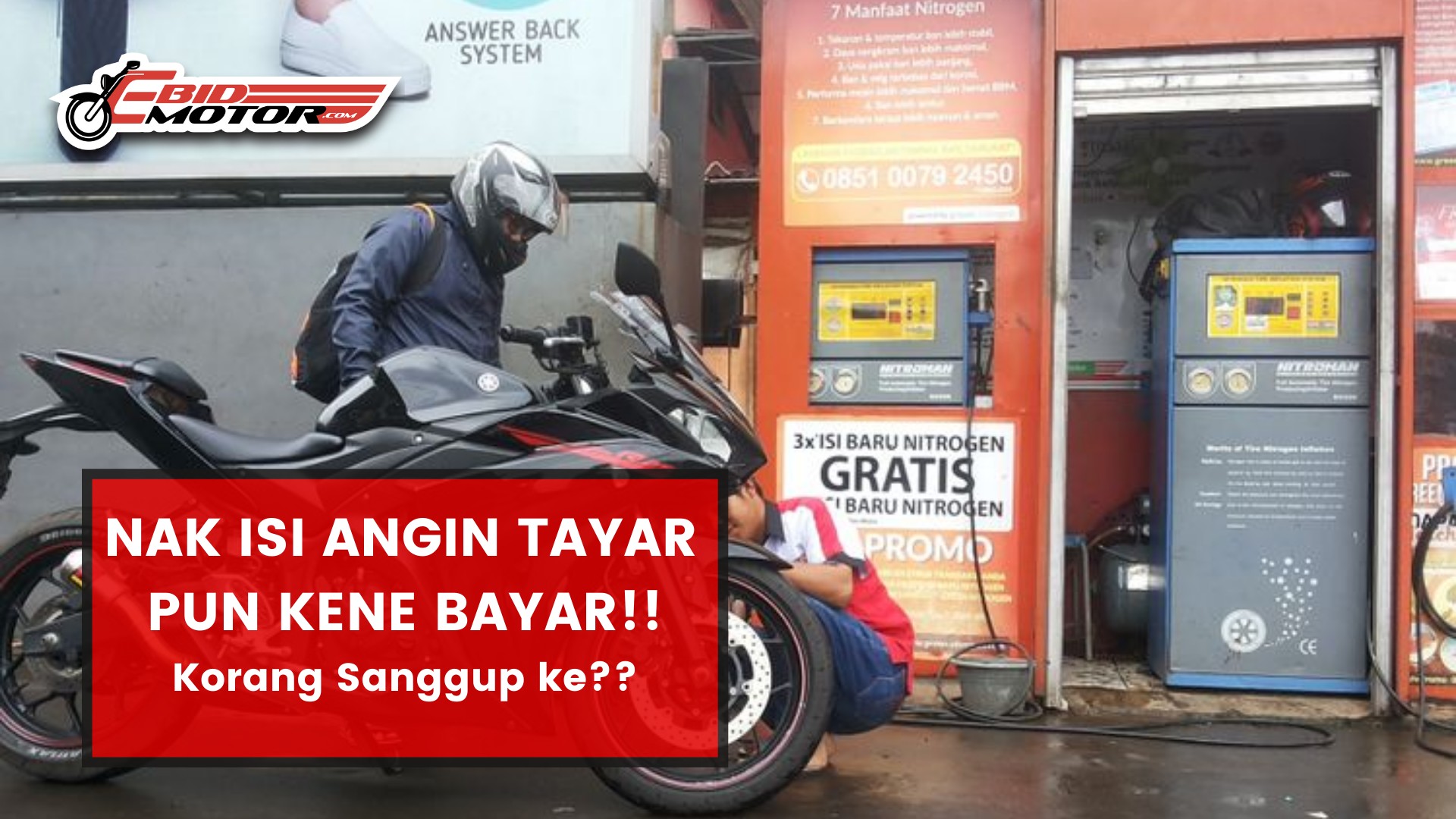 Kelebihan pam gas nitrogen pada tayar motosikal.