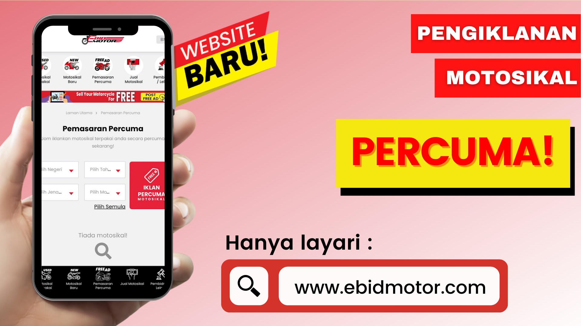 JOM IKLANKAN MOTOSIKAL SECARA PERCUMA HARI INI