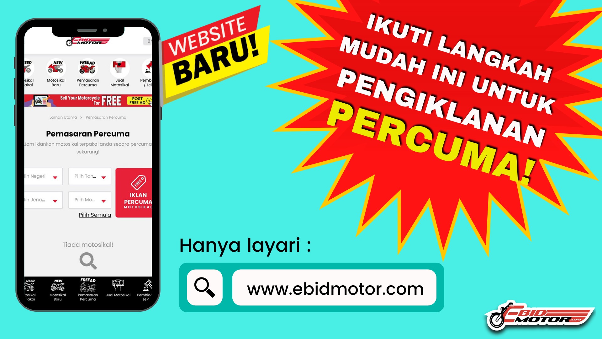 JOM IKLANKAN MOTOSIKAL SECARA PERCUMA DENGAN LANGKAH SEMUDAH INI!