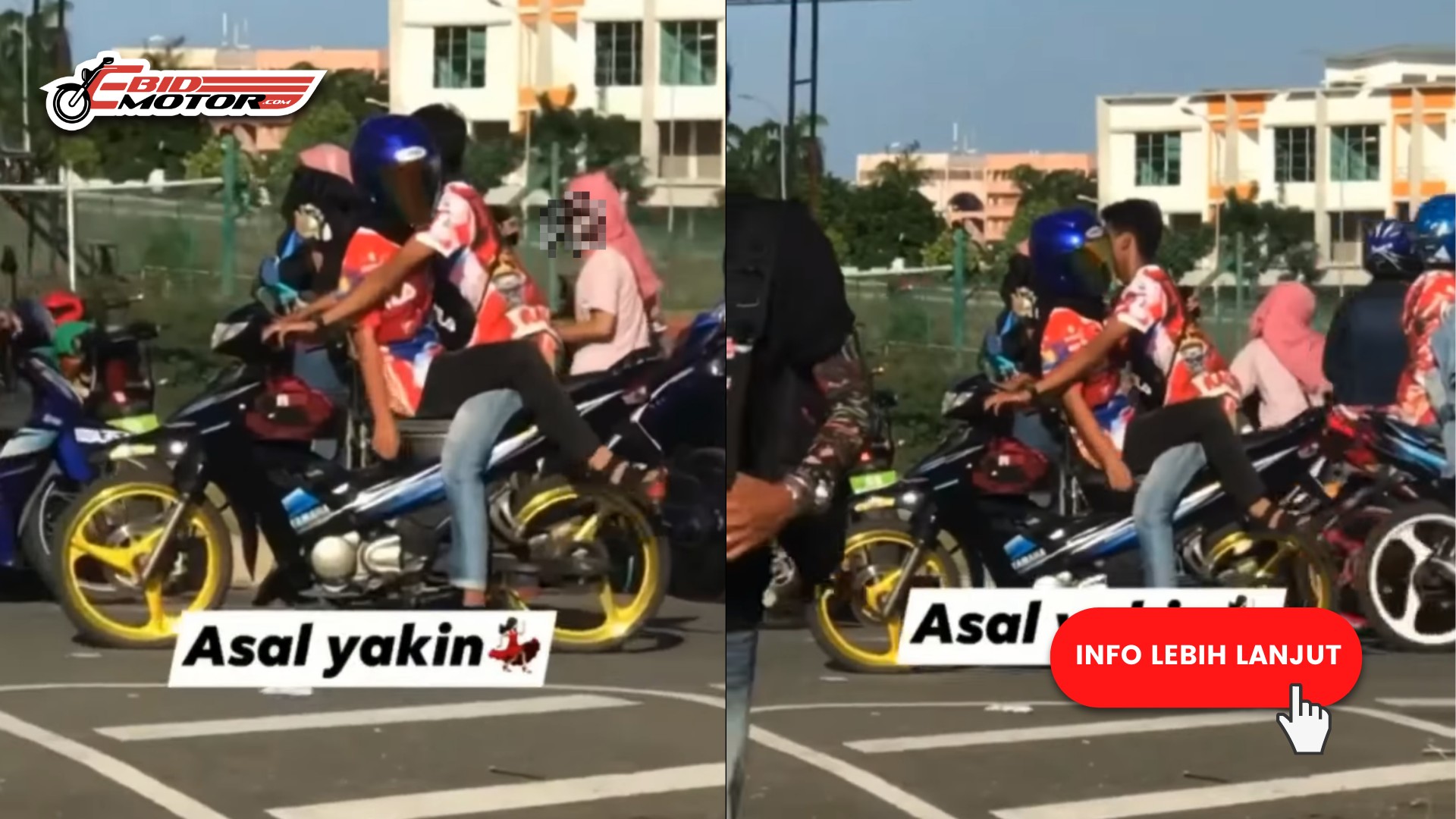 Pasangan Mat Rempit Tayang Aksi Kurang Enak Atas Motor Bikin Panas!