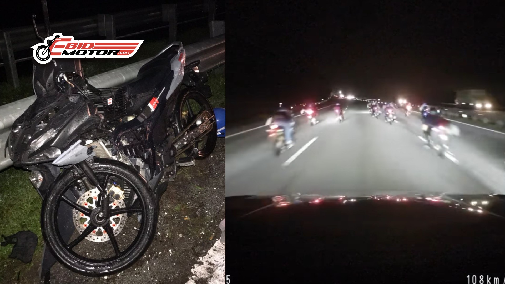 Mat Rempit Kemalangan Bersepah Atas Highway! Seorang Maut, 3 Kereta Rosak Teruk!