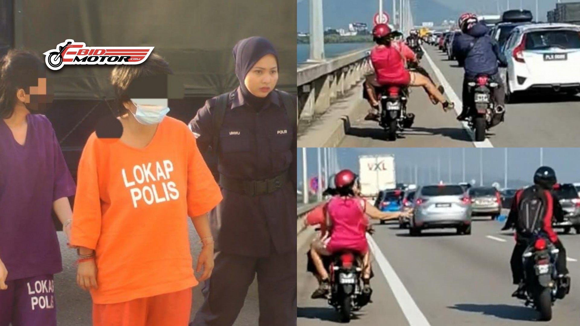 Wanita OKU, Suami Ditahan Polis Kes Buat Kacau Di Atas Jambatan Pulau Pinang!