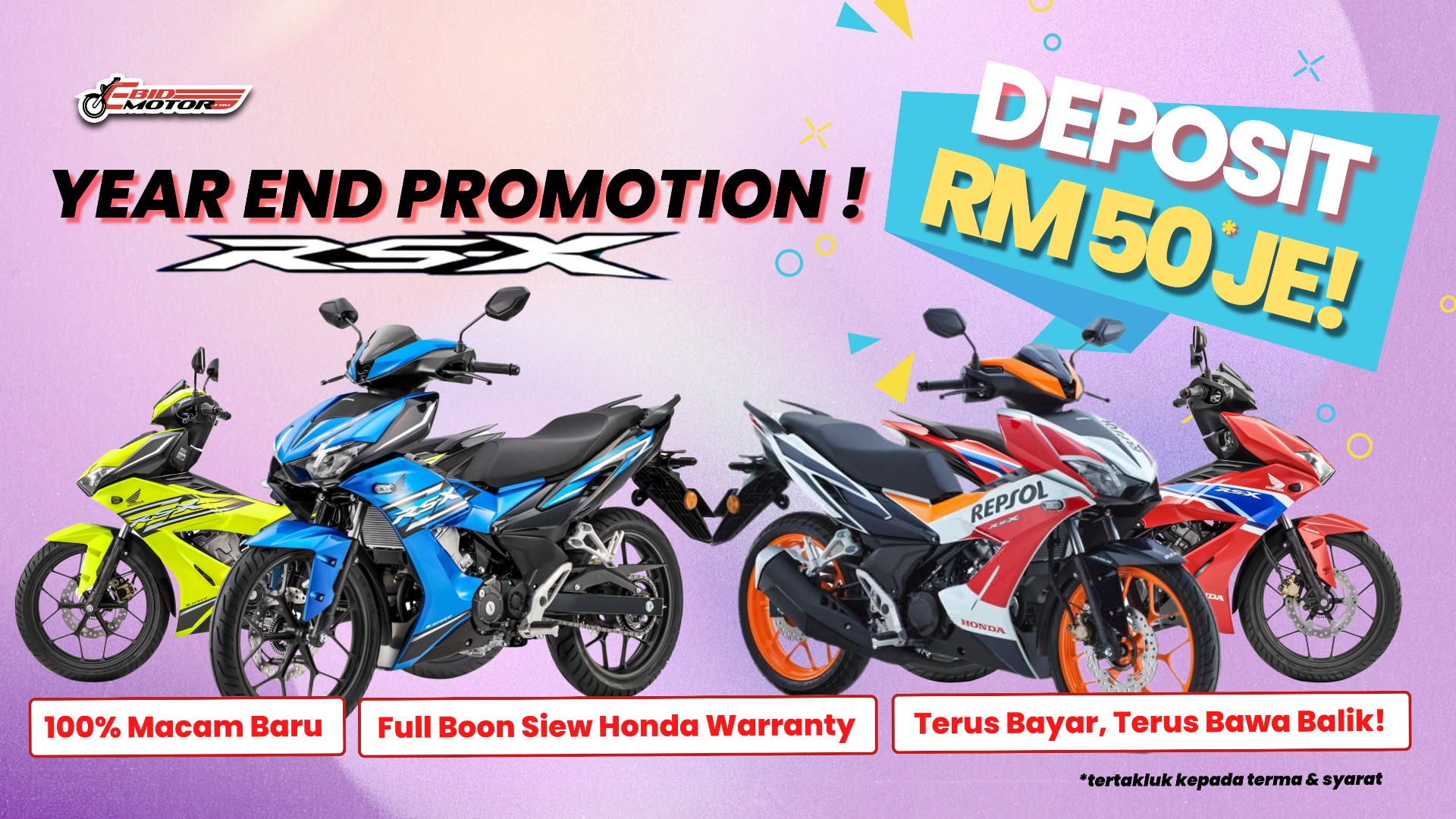 Ready Stock Honda RSX 100% LIKE NEW! Deposit RM50, Terus Bawa Balik!