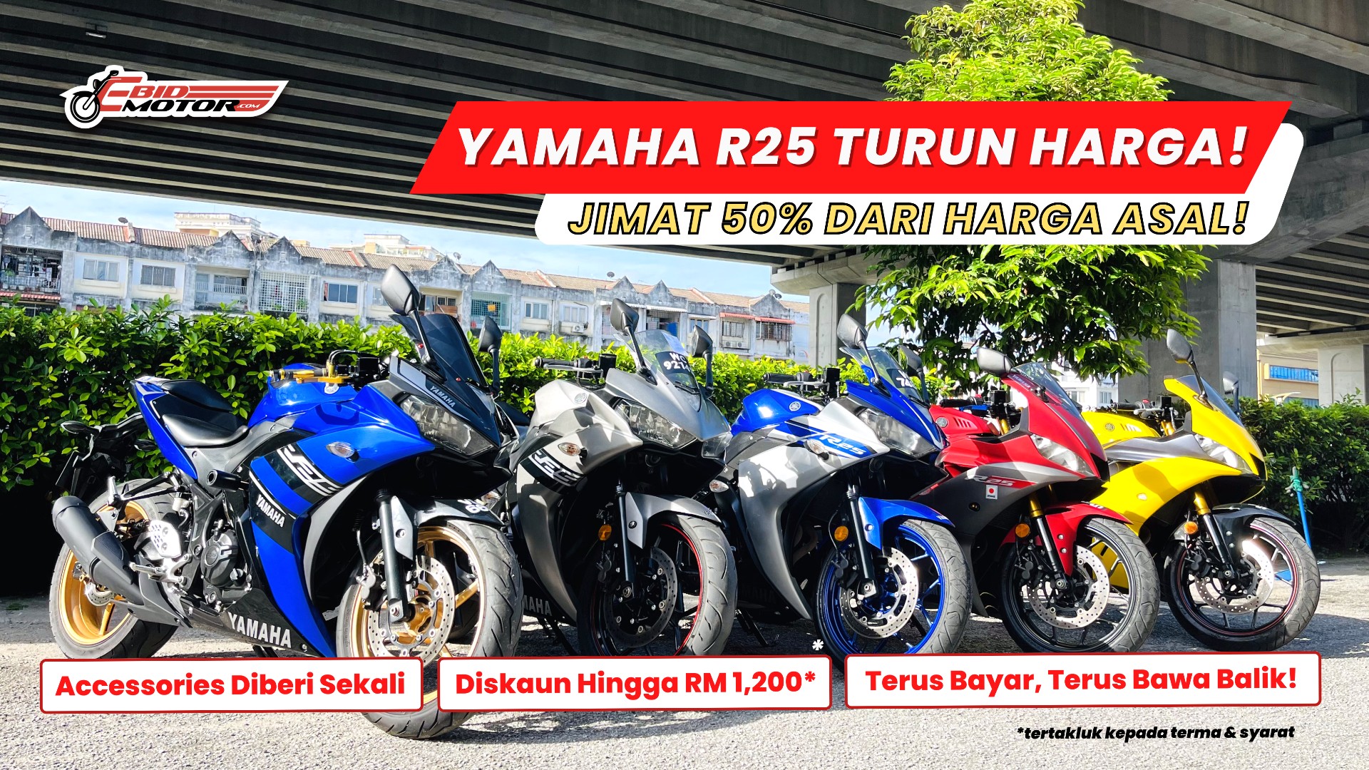 Yamaha R25 Full Standard & Full Accessories, Semua Ada! Bulanan Dari RM160 Je!