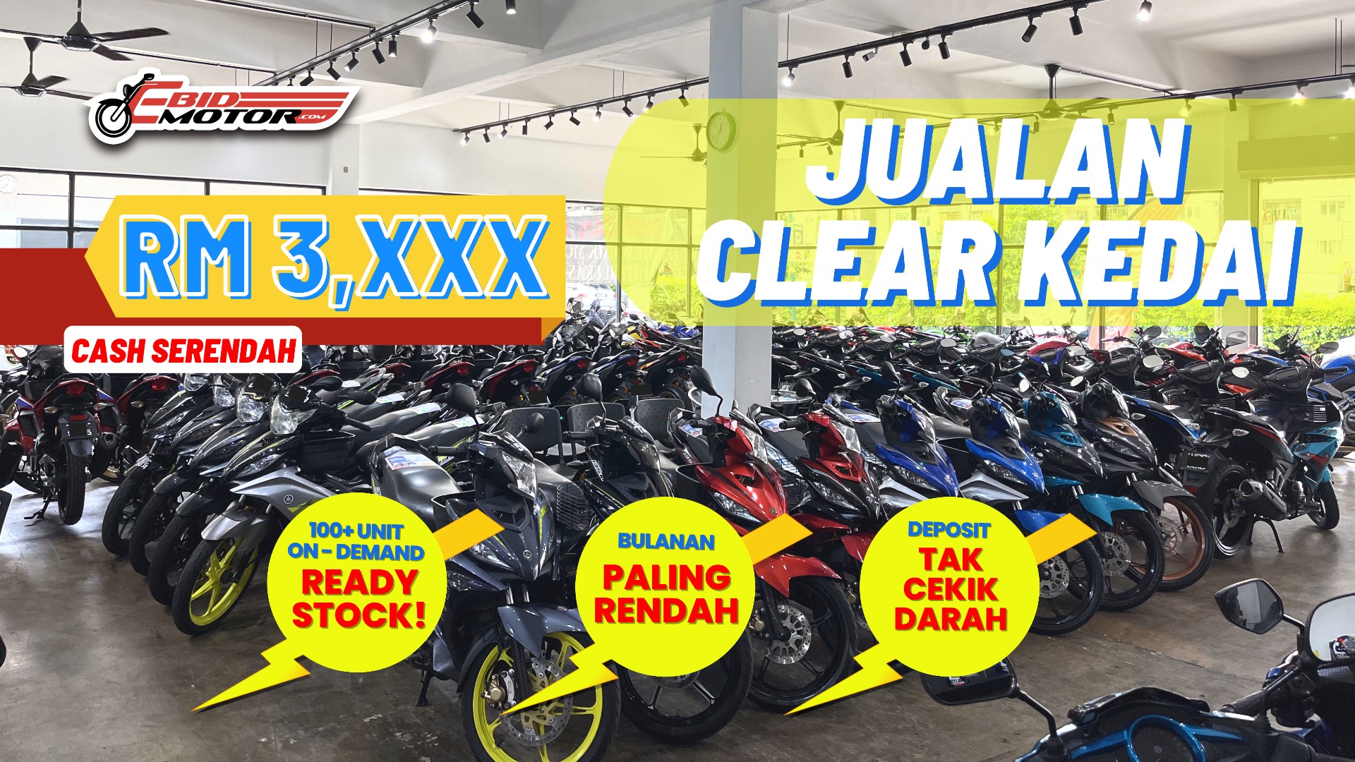 Jual Kasi Licin Kedai! 100+ Motosikal On-Demand To Let Go Dari Serendah RM3,XXX!