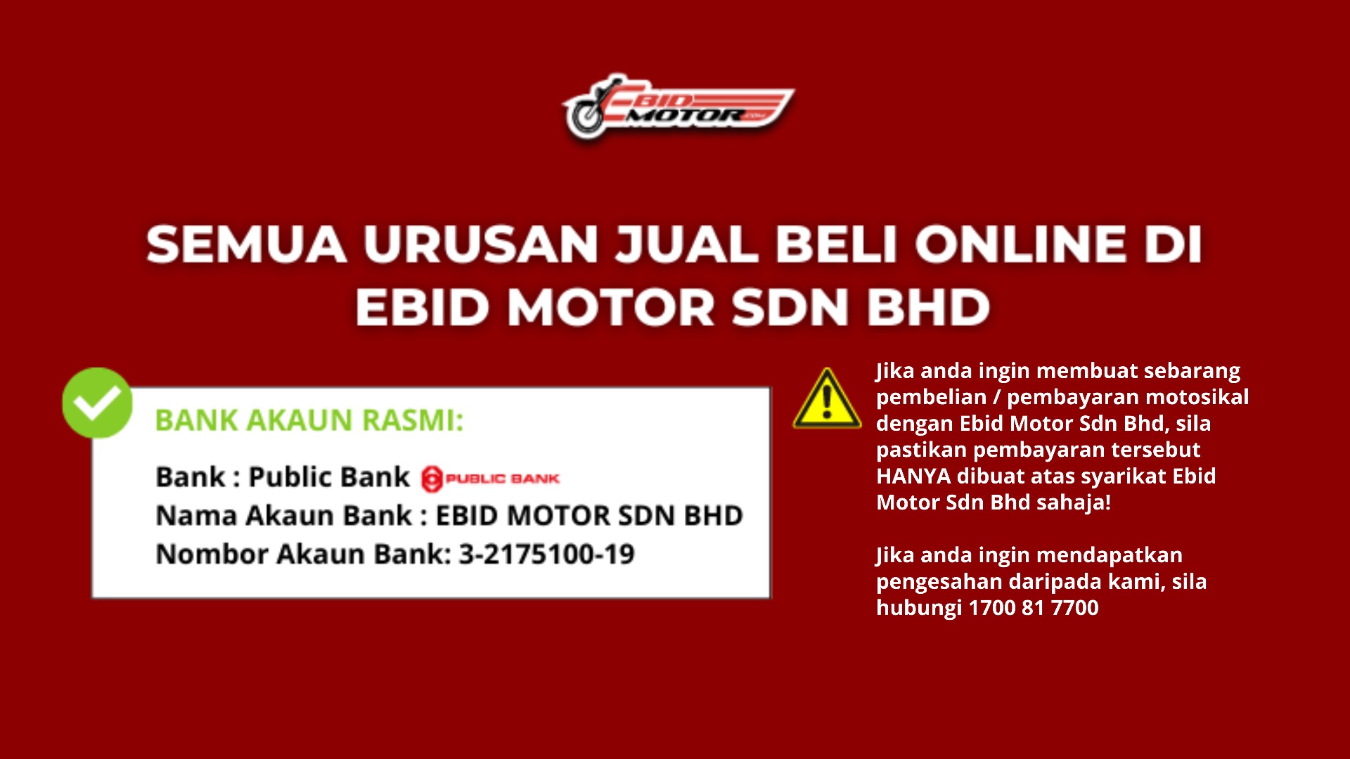 SCAM ALERT! Jangan TERPEDAYA Dengan Individu Menyamar Sebagai Ebidmotor.com!