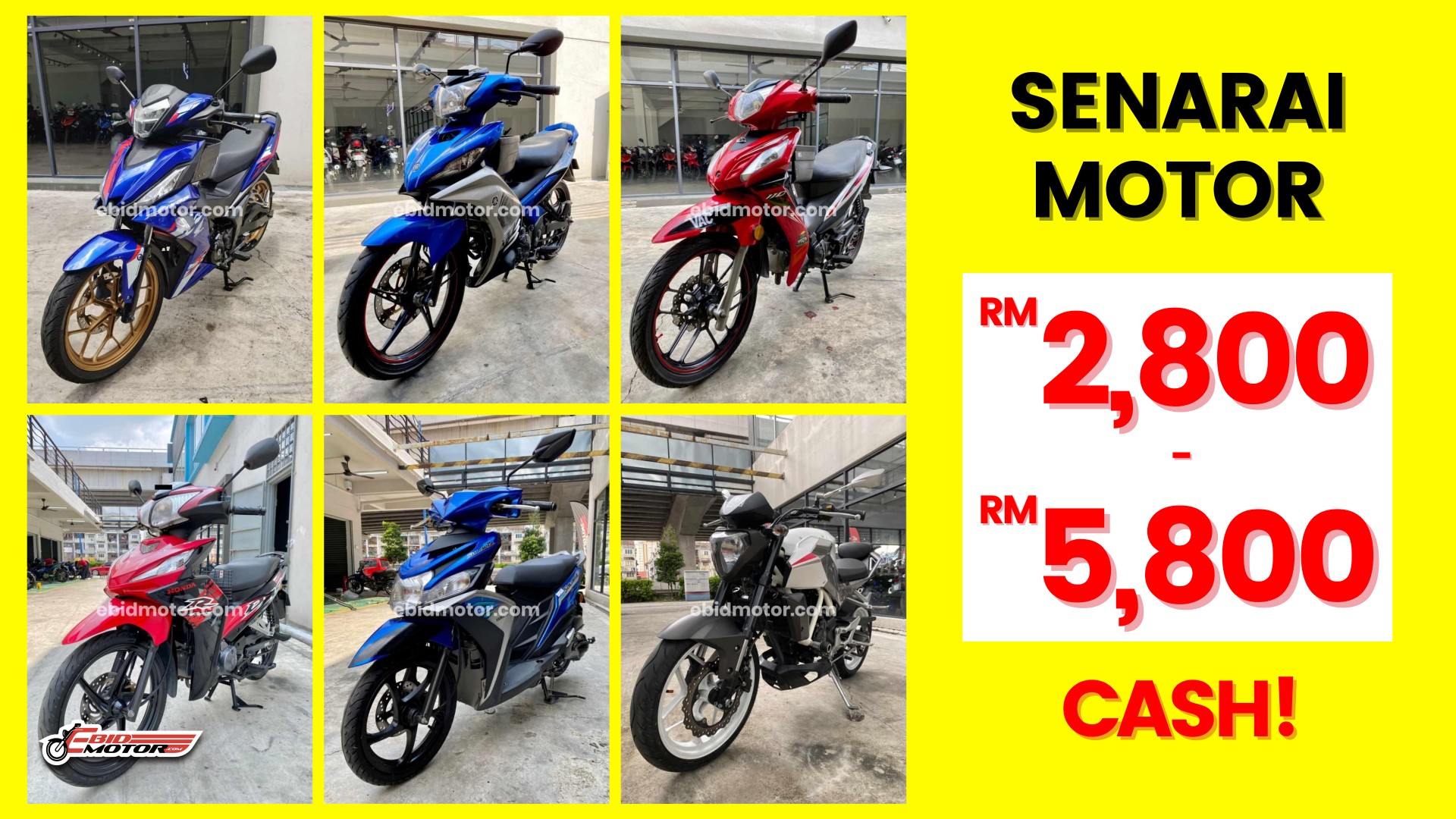 Pilihan Motor  Dari 110cc - 250cc ! Cash Bawah RM 5,800 !